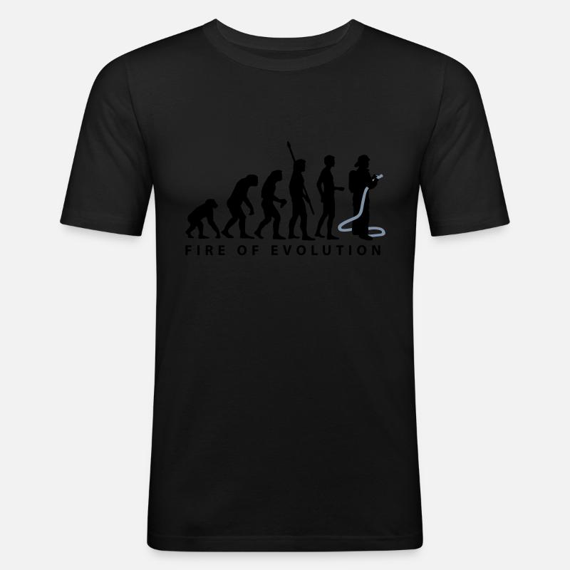 evolution_feuerwehr_2c - Männer Slim Fit T-Shirt - Schwarz