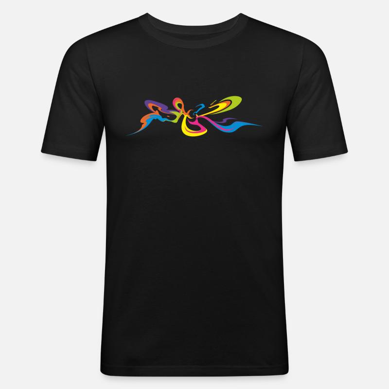 Psychedelic Butterfly - Back Graffiti Design - Männer Slim Fit T-Shirt - Schwarz