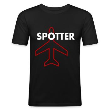 Planespotter Flugzeug Beobachter - Männer Slim Fit T-Shirt - Schwarz - Vorne - Nik (191cm)