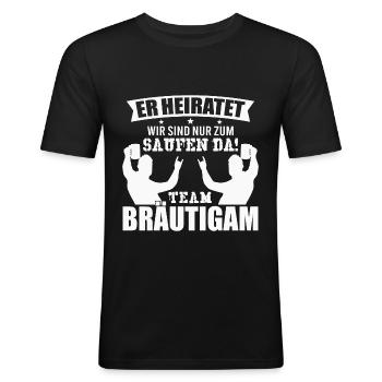 Team Bräutigam JGA Männer Junggesellenabschied - Männer Slim Fit T-Shirt - Schwarz - Vorne - Nik (191cm)