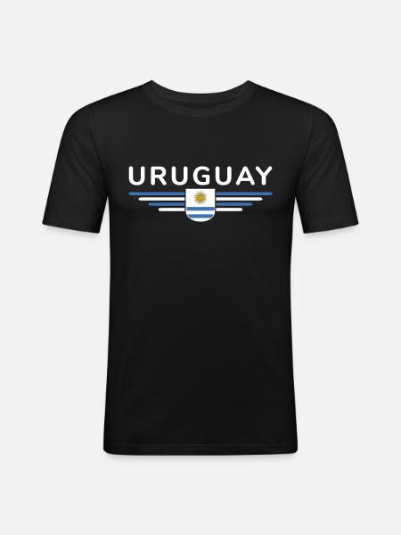 Uruguay T-paita – täydellinen faneille - Miesten tyköistuva t-paita - musta