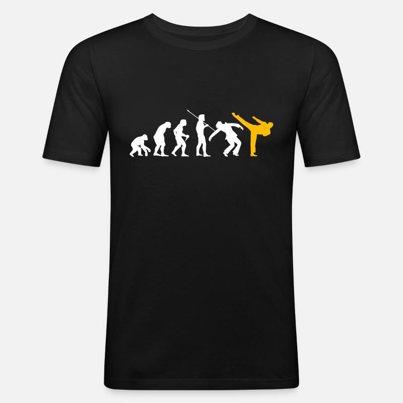 Kickboxen Evolution Kickboxer Karate Taekwondo - Männer Slim Fit T-Shirt - Schwarz