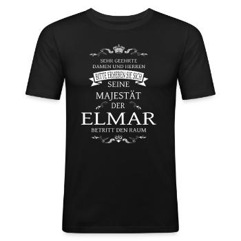 Seine Majestät der Elmar betritt den Raum - Männer Slim Fit T-Shirt - Schwarz - Vorne - Nik (191cm)
