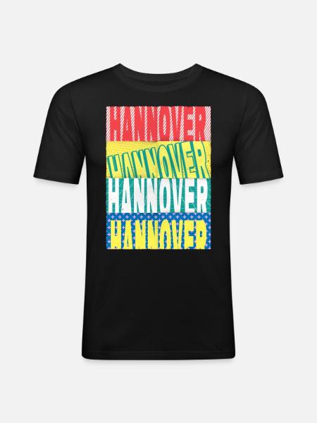 Hannover Duitsland City Font Skyline Home - Mannen slim fit T-shirt - zwart