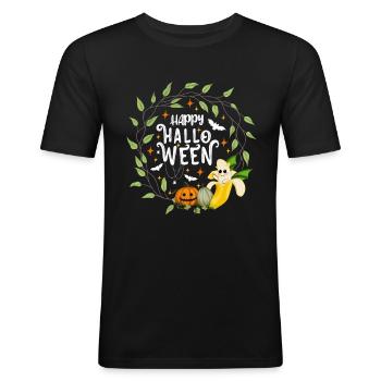 Joyeux Halloween Banana White - T-shirt près du corps Homme - noir - Devant - Nik (191cm)
