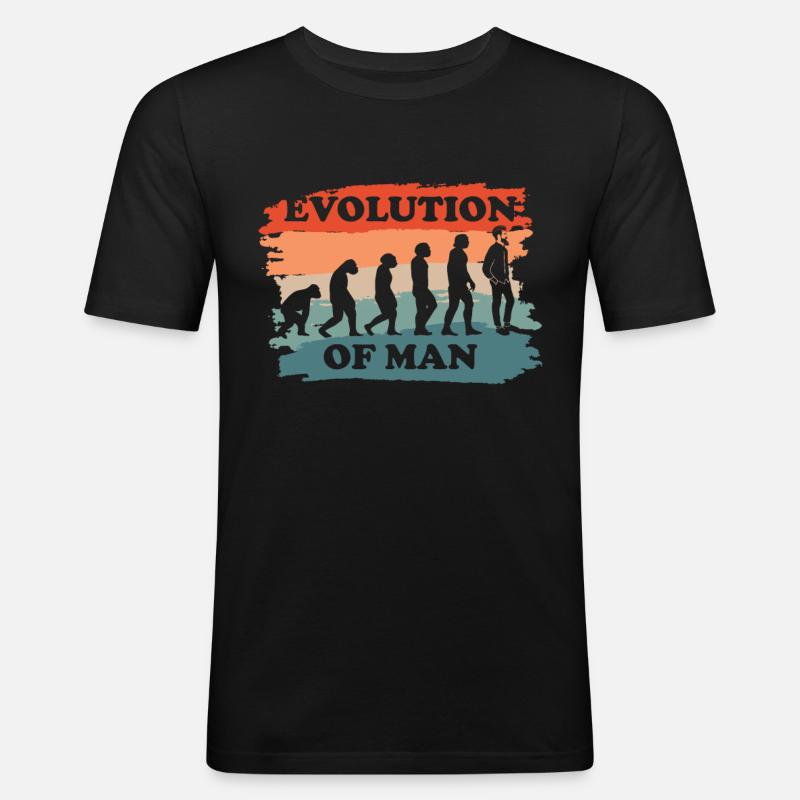 Evolution des Mannes - Männer Slim Fit T-Shirt - Schwarz