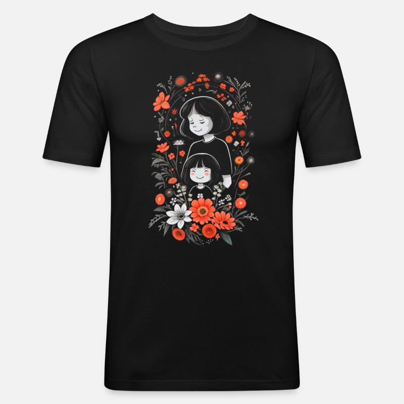 Mama und Tochter - Männer Slim Fit T-Shirt - Schwarz