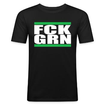 FCK GRN - Männer Slim Fit T-Shirt - Schwarz - Vorne - Nik (191cm)