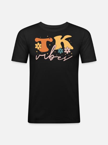 TK Vibes Wildflower Retro Teacher Daisy Kid - Men's Slim Fit T-Shirt - black
