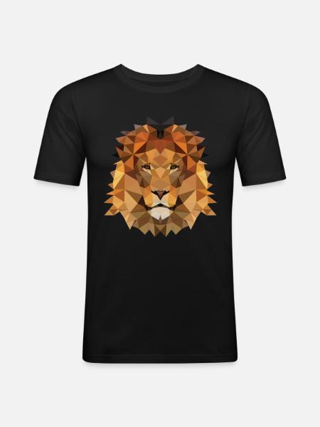Lion Polygon - Men's Slim Fit T-Shirt - black