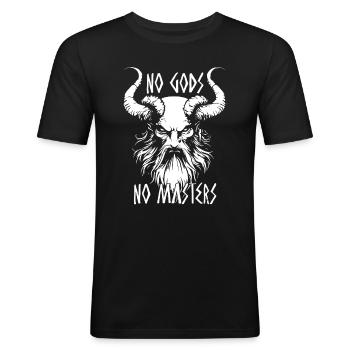 Pas de dieux pas de maîtres Dark Gothique Démon Art - T-shirt près du corps Homme - noir - Devant - Nik (191cm)