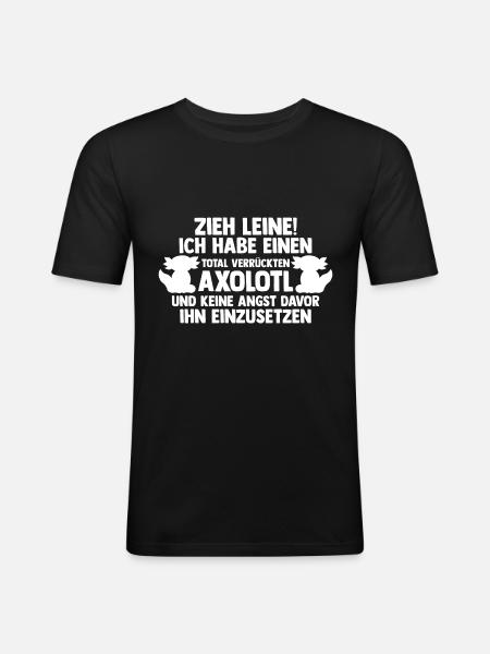 Axolotl - Männer Slim Fit T-Shirt - Schwarz