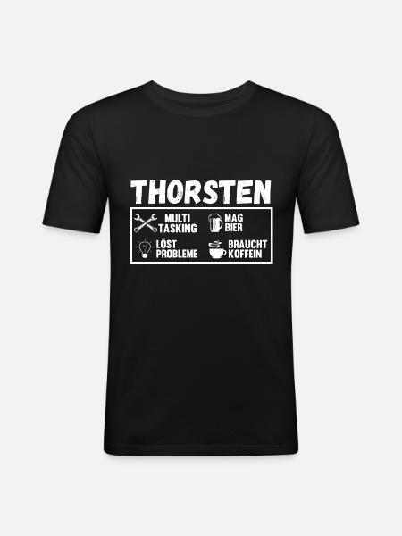 Thorsten - Männer Slim Fit T-Shirt - Schwarz