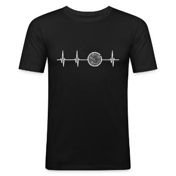 Heartbeat Wood - Men's Slim Fit T-Shirt - black - Front - Nik (191cm)