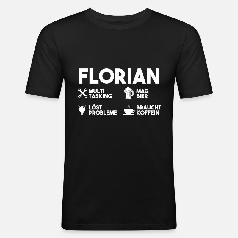 Florian - Männer Slim Fit T-Shirt - Schwarz
