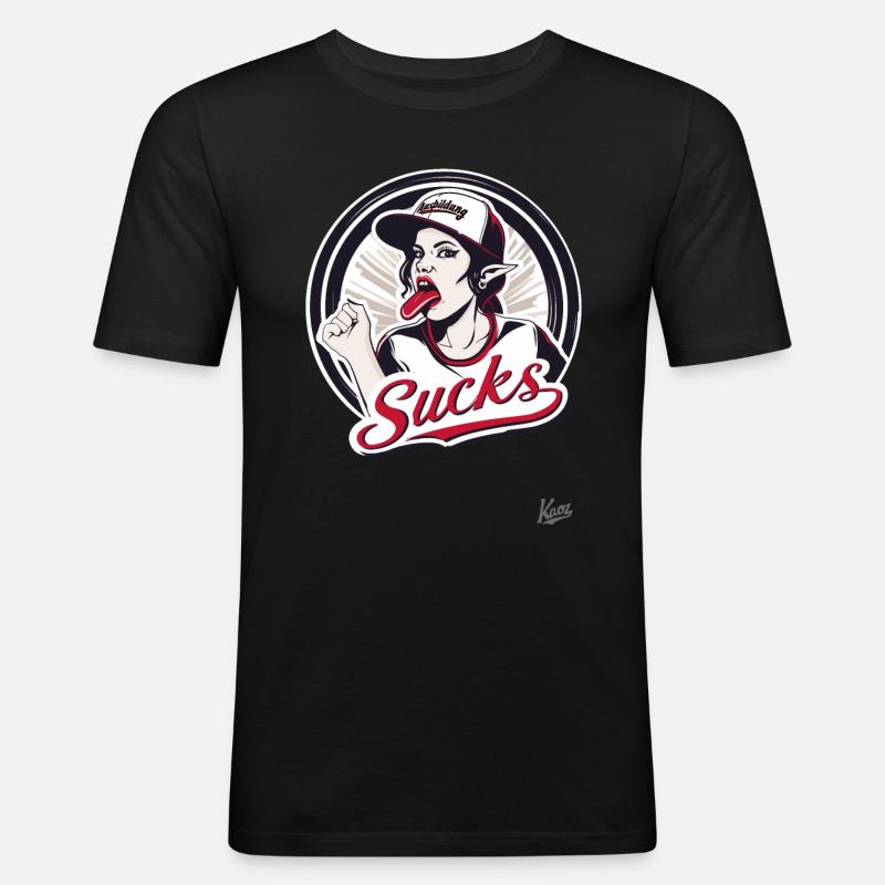Baseball-Maskottchen-Mädchen: Ausbildung nervt - Männer Slim Fit T-Shirt - Schwarz