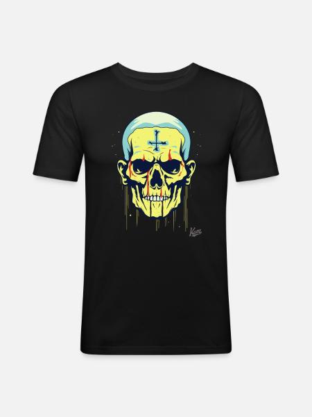 a cool cartoon skull - Men's Slim Fit T-Shirt - black