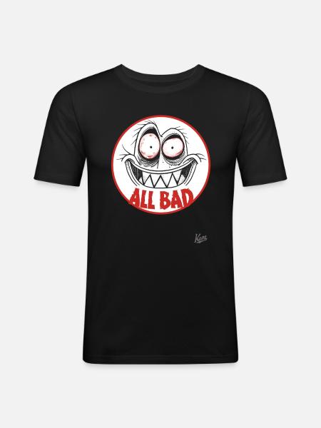 Crazy funny face – Everything bad! - Men's Slim Fit T-Shirt - black