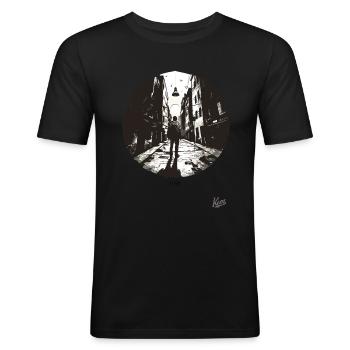 Tout seul - T-shirt près du corps Homme - noir - Devant - Nik (191cm)