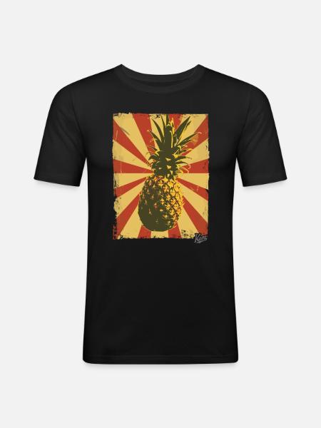 Propaganda style pineapple - Men's Slim Fit T-Shirt - black