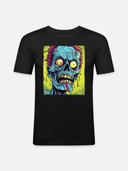 The coolest zombie skull monster - Men's Slim Fit T-Shirt - black