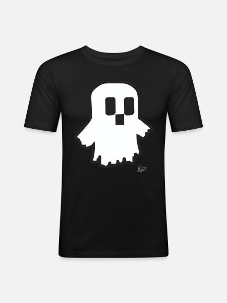Funny Little Cartoon Pixel Ghost - Men's Slim Fit T-Shirt - black