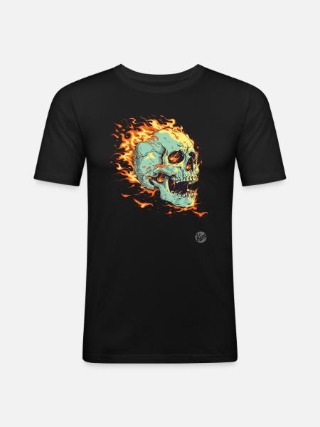 Motorcycle King: Burning Skull - Men's Slim Fit T-Shirt - black