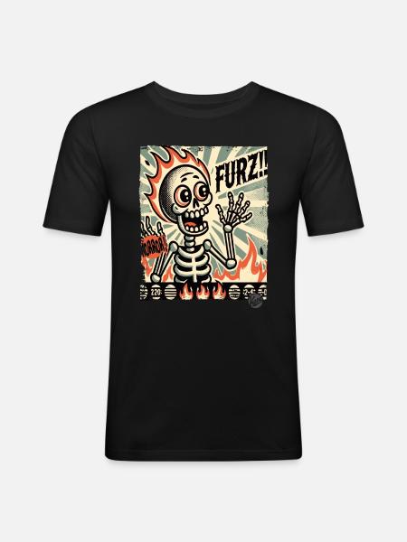 Hot German fart fright skeleton - Men's Slim Fit T-Shirt - black