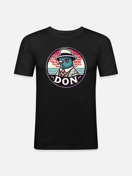 Der Don Taube - Männer Slim Fit T-Shirt - Schwarz