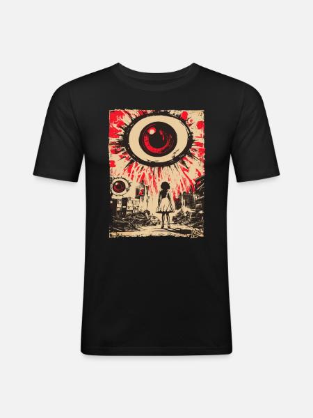 Apocalyptic Vision with Red Eye - Men's Slim Fit T-Shirt - black