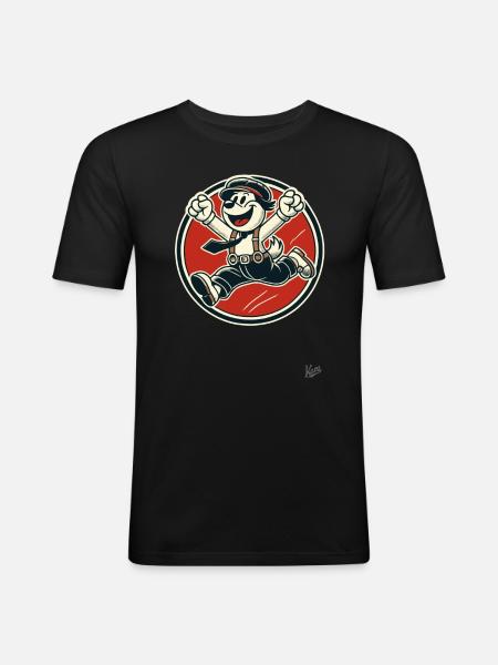 Cheerful Retro Dog Boy - Men's Slim Fit T-Shirt - black