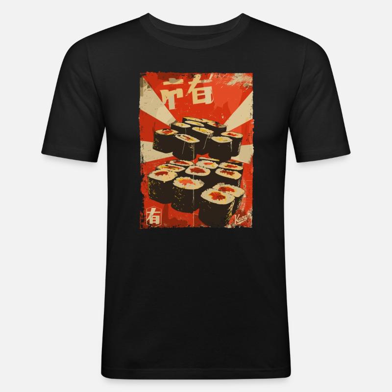 Propaganda Sushi - Männer Slim Fit T-Shirt - Schwarz