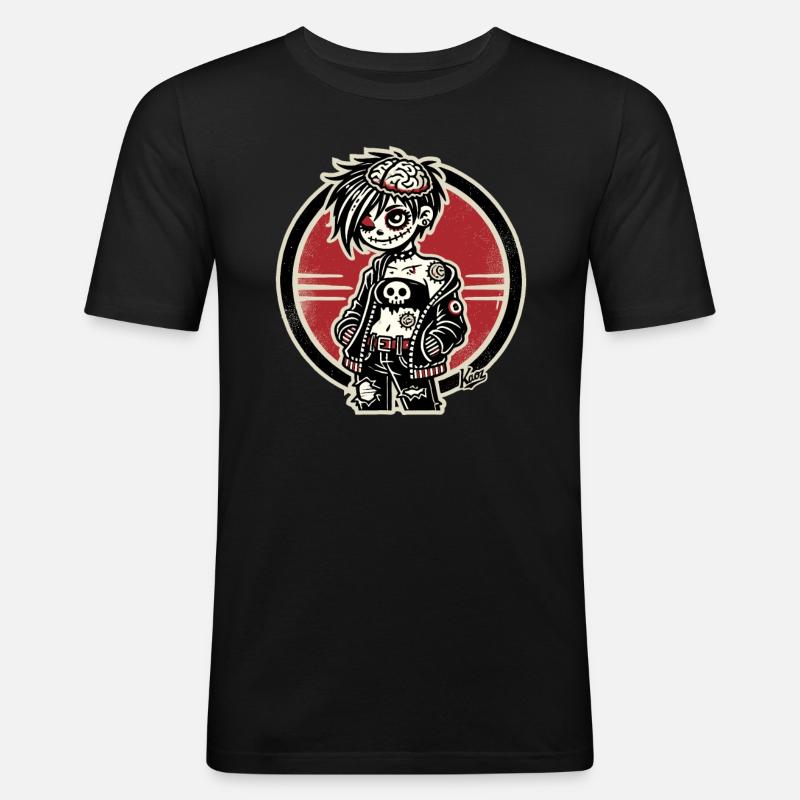 Cooles Emo-Zombie-Mädchen - Männer Slim Fit T-Shirt - Schwarz