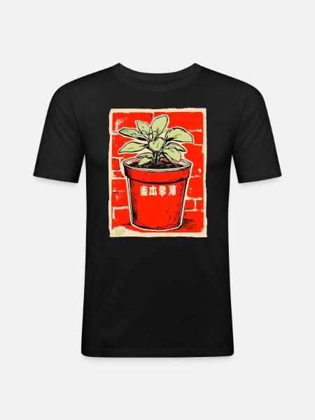 Blumentopf - Männer Slim Fit T-Shirt - Schwarz