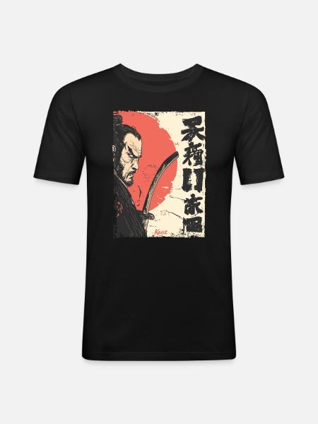 Japanese Red Sun Samurai - Men's Slim Fit T-Shirt - black