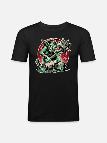 Nasty Goblin with Big Hammer - Men's Slim Fit T-Shirt - black