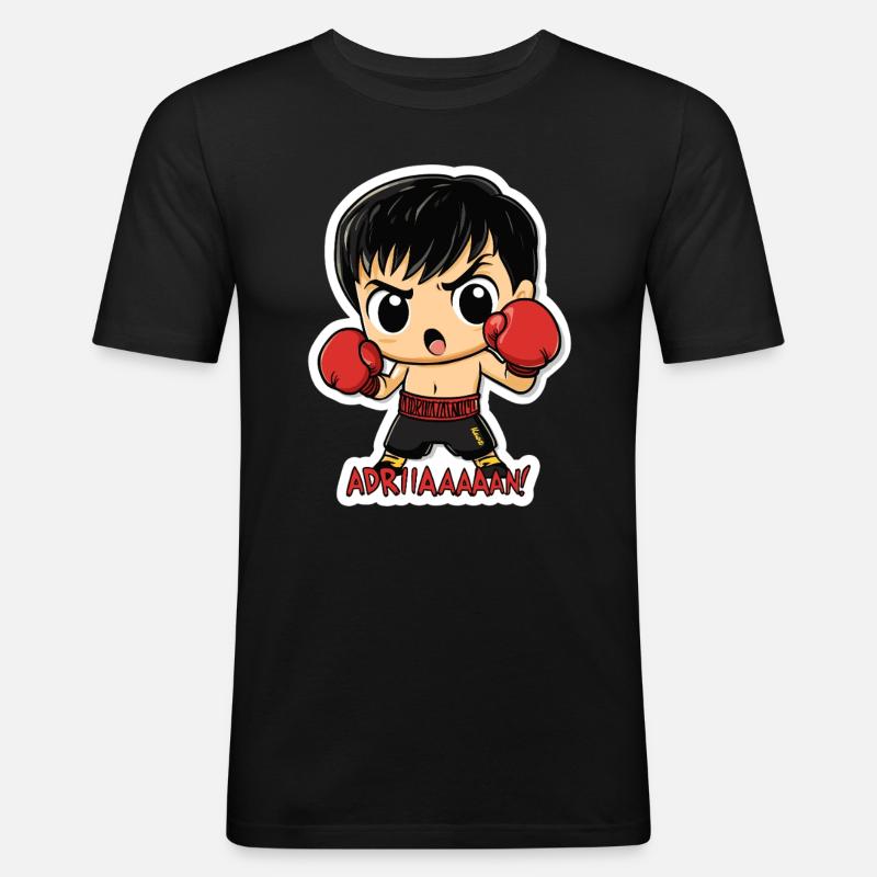 Chibi Boxer – Kampfgeist mit Kultzitat - Männer Slim Fit T-Shirt - Schwarz