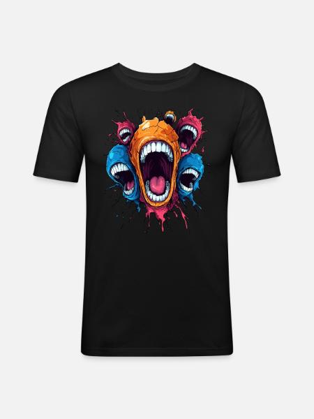 Screaming Monsters – Chaotic Energy - Men's Slim Fit T-Shirt - black
