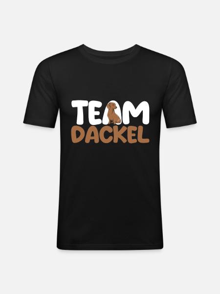 Hund Team Dackel - Männer Slim Fit T-Shirt - Schwarz
