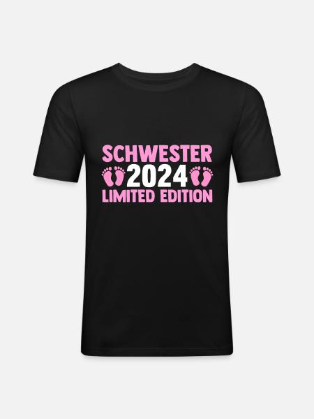 Werdende Schwester 2024 - Männer Slim Fit T-Shirt - Schwarz