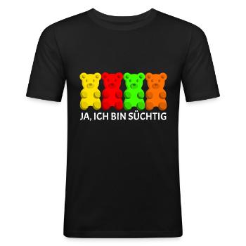 Gummibären Ich bin Süchtig - Männer Slim Fit T-Shirt - Schwarz - Vorne - Nik (191cm)