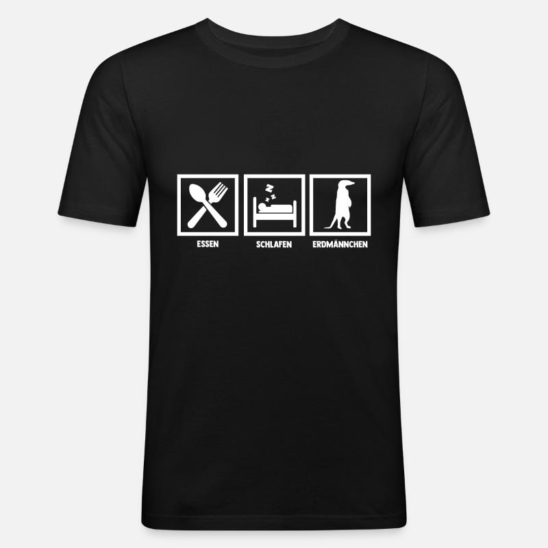 Erdmännchen - Männer Slim Fit T-Shirt - Schwarz