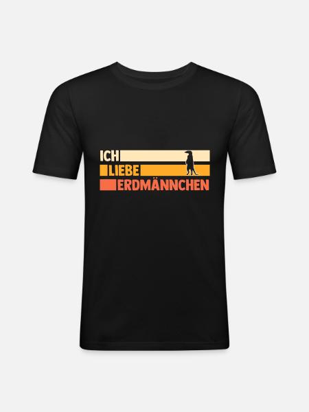 Erdmännchen - Männer Slim Fit T-Shirt - Schwarz