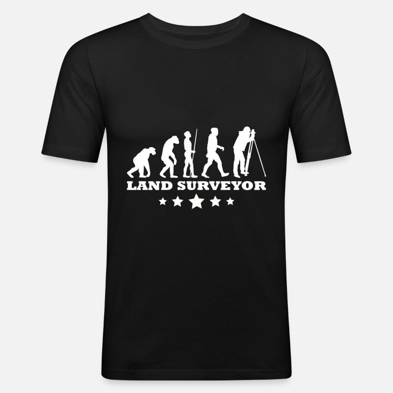 Landvermesser Vermesser - Evolution - Männer Slim Fit T-Shirt - Schwarz