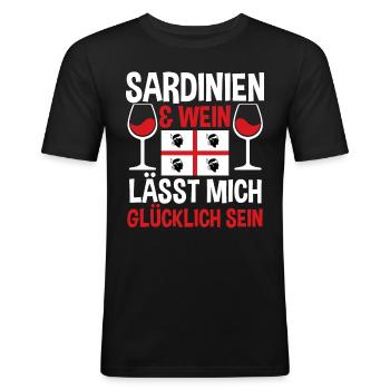 Sarde Sardische Flagge Sardegna Sardinien - Männer Slim Fit T-Shirt - Schwarz - Vorne - Nik (191cm)