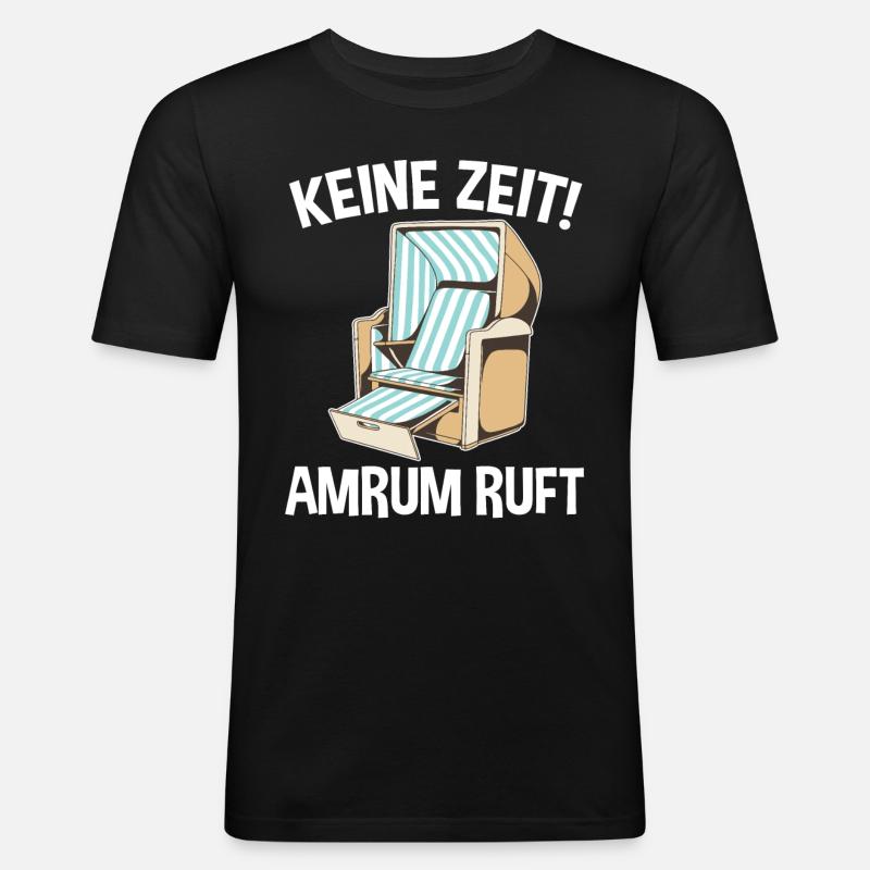 Nordsee Amrum - Männer Slim Fit T-Shirt - Schwarz