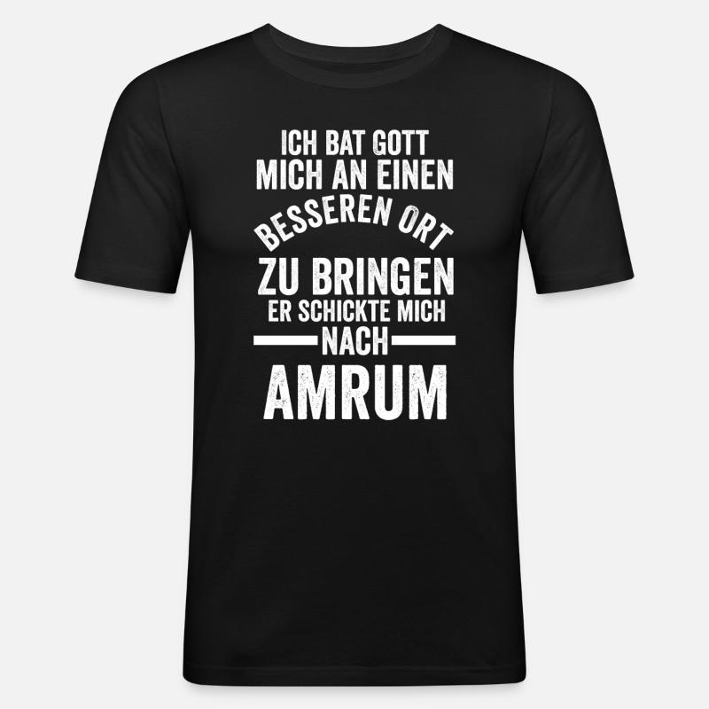 Nordsee Amrum - Männer Slim Fit T-Shirt - Schwarz