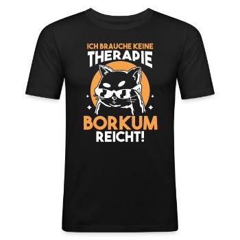 Nordsee Borkum - Männer Slim Fit T-Shirt - Schwarz - Vorne - Nik (191cm)