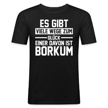 Nordsee Borkum - Männer Slim Fit T-Shirt - Schwarz - Vorne - Nik (191cm)