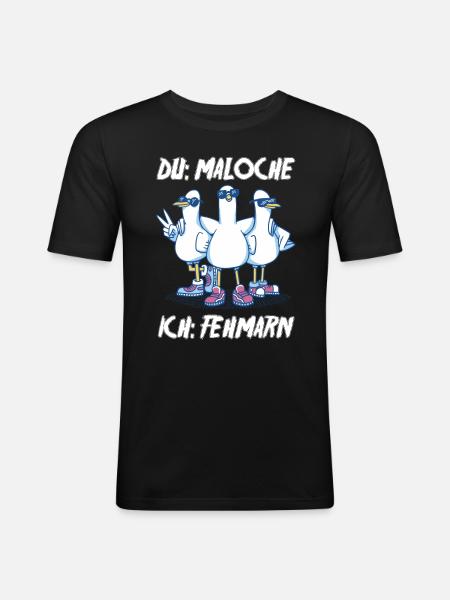 Ostsee Tauben Fehmarn - Männer Slim Fit T-Shirt - Schwarz